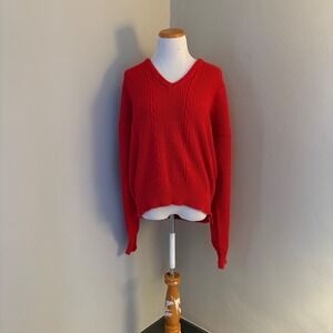 Vintage Royal North Outfitters Red Cable Knit V Neck Sweater Women's Large
